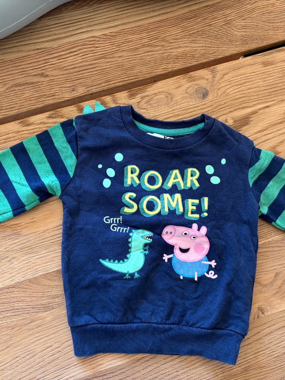 Peppa Pig 3T Toddler Boy George ROAR SOME Dinosaur Sweatshirt Navy Green